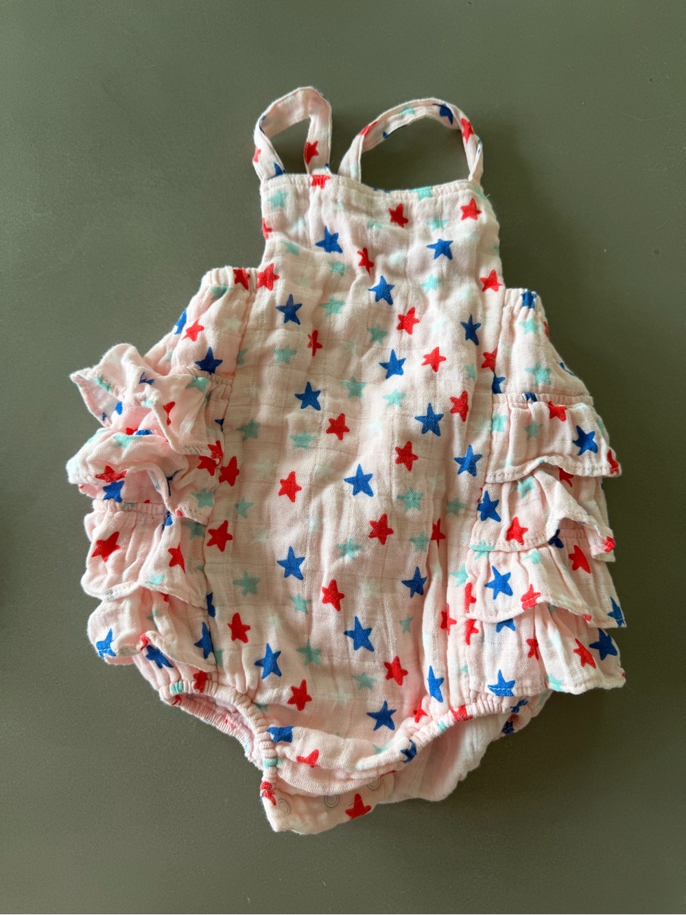 Pink Star Ruffle Baby Romper